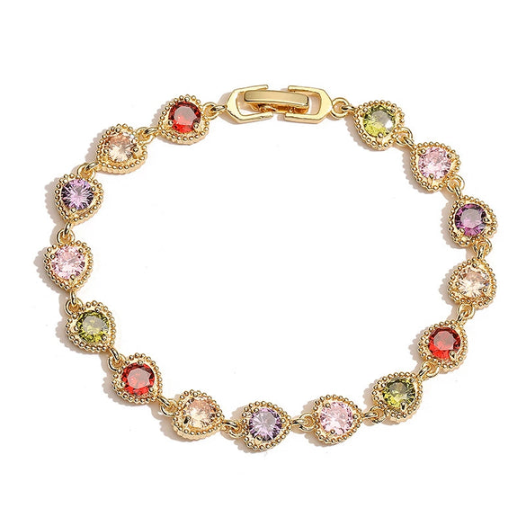 Wholesale Light Luxury Copper Heartshaped Inlaid Zirconia Women's Love Stitching Bracelet