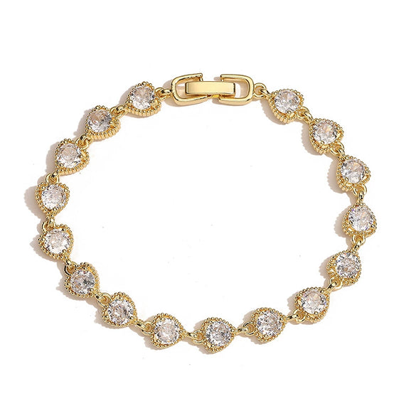Wholesale Light Luxury Copper Heartshaped Inlaid Zirconia Women's Love Stitching Bracelet