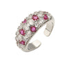 Wholesale Light Luxury Copper Inlaid Colored Diamond Geometric U Shaped Round Opening Adjustable Women's Ring