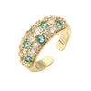 Wholesale Light Luxury Copper Inlaid Colored Diamond Geometric U Shaped Round Opening Adjustable Women's Ring