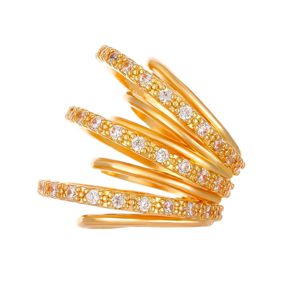 Wholesale Light Luxury Copper Inlaid Zircon Multilayer Geometric Ear Clip For Women