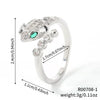 Wholesale Light Luxury Copper Inlaid Zircon Snake Zodiac Open Ring Women's Minimalist Fashion Jewelry With Electroplating