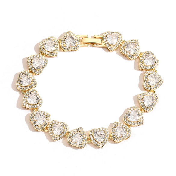 Wholesale Light Luxury Copper Inlaid Zirconium Heartshaped Love Jewelry Necklace Bracelet With Love Water Drops And Bells Pattern For Ladies