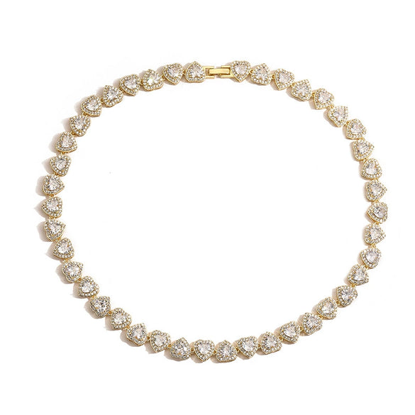 Wholesale Light Luxury Copper Inlaid Zirconium Heartshaped Love Jewelry Necklace Bracelet With Love Water Drops And Bells Pattern For Ladies