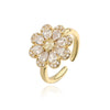 Wholesale Light Luxury Copper Zircon Flower Petal Ring For Women