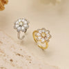 Wholesale Light Luxury Copper Zircon Flower Petal Ring For Women
