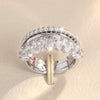 Wholesale Light Luxury Copper Zircon Geometric Design Women's Ring Threepiece Set