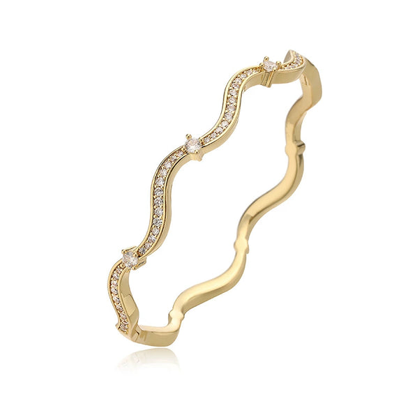 Wholesale Light Luxury Copper Zirconia Inlaid Women's Water Wave Bracelet