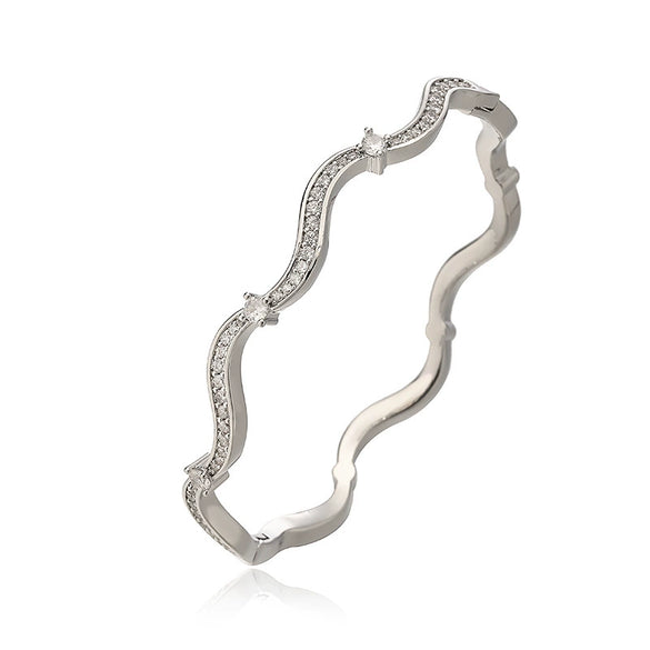 Wholesale Light Luxury Copper Zirconia Inlaid Women's Water Wave Bracelet