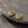 Wholesale Light Luxury Copperzinc Alloy Flower Micropaved Zircon Electroplated Earrings For Women