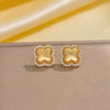 Wholesale Light Luxury Diamondinlaid Copper Fourleaf Clover Earrings For Women