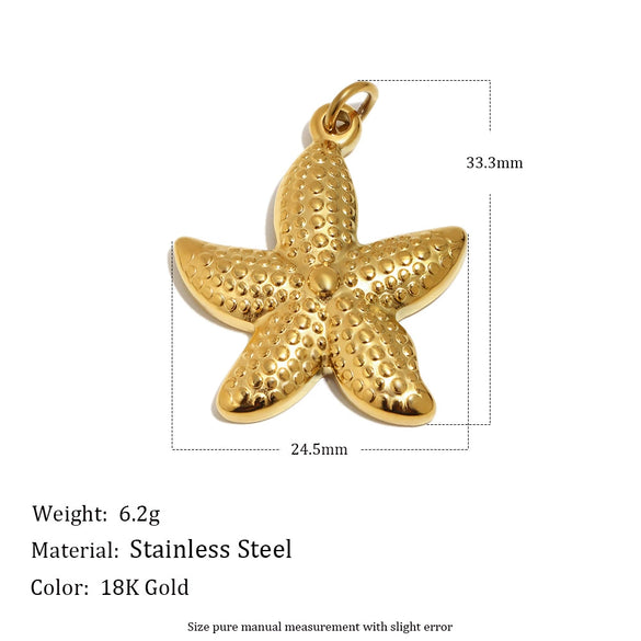 Wholesale Light Luxury Diy Starfish Heart Photo Box Pendant Jewelry Accessories Stainless Steel 18K Goldplated