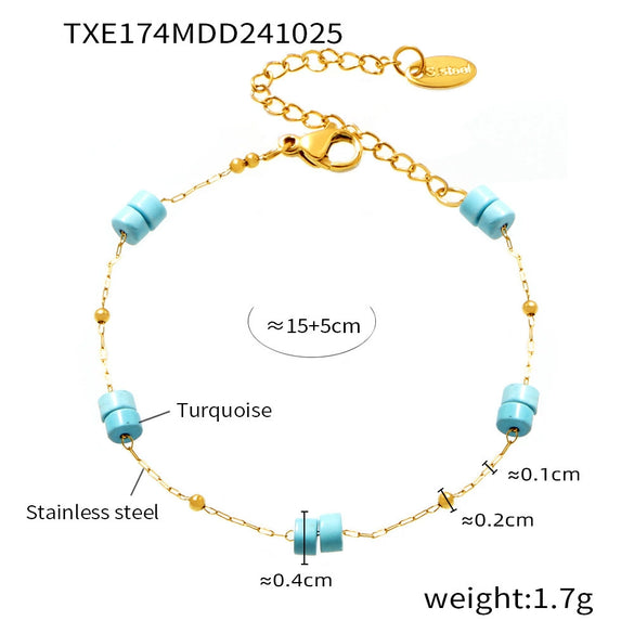 Wholesale Light Luxury Double Layer 316L Stainless Steel And Natural Stone Necklace And Bracelet For Women Handmade With Electroplated Chain