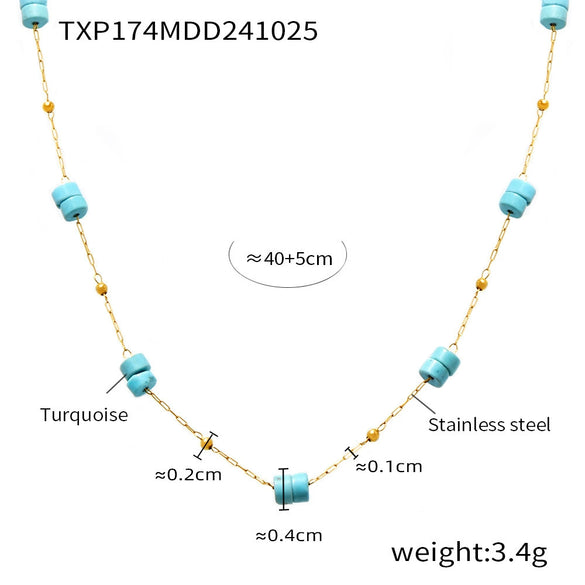Wholesale Light Luxury Double Layer 316L Stainless Steel And Natural Stone Necklace And Bracelet For Women Handmade With Electroplated Chain