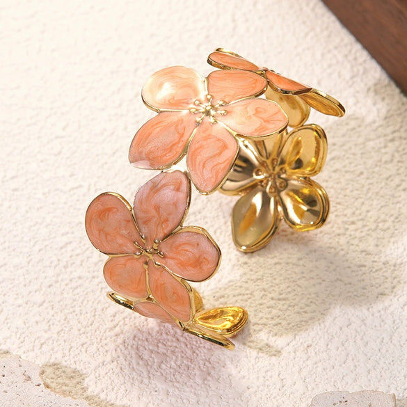 Wholesale Light Luxury Dripping Oil Flower Stainless Steel Bracelet Jewelry