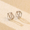 Wholesale Light Luxury Ear Buckle Earrings S925 Silver Double Layer Geometric Diamond For Women