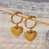 Wholesale Light Luxury Ear Buckle Retro Fashion Striped Heartshaped 316L Stainless Steel Electroplated Women's Earrings