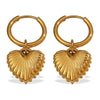 Wholesale Light Luxury Ear Buckle Retro Fashion Striped Heartshaped 316L Stainless Steel Electroplated Women's Earrings