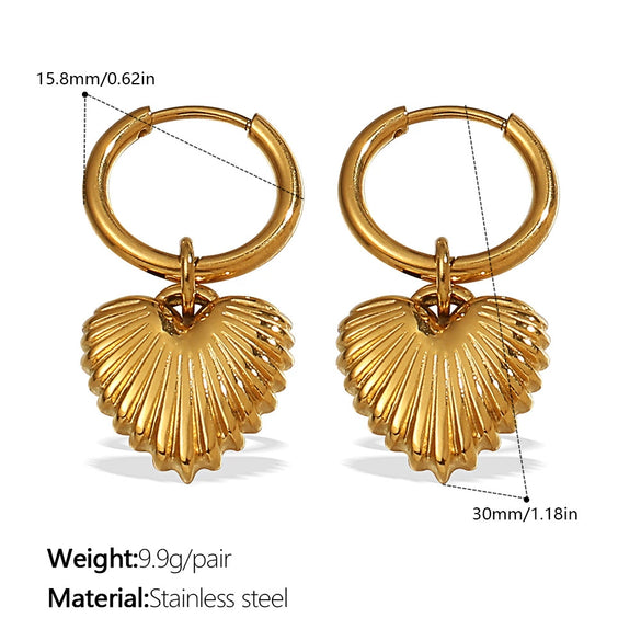 Wholesale Light Luxury Ear Buckle Retro Fashion Striped Heartshaped 316L Stainless Steel Electroplated Women's Earrings