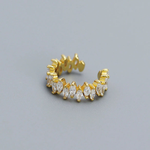 Wholesale Light Luxury Ear Clip Earrings For Women S925 Silver Geometric Horse Eye Zircon Electroplated