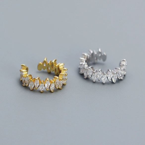 Wholesale Light Luxury Ear Clip Earrings For Women S925 Silver Geometric Horse Eye Zircon Electroplated
