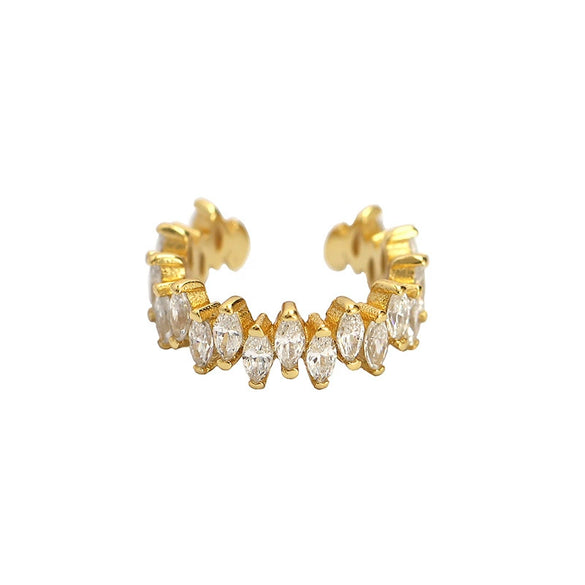 Wholesale Light Luxury Ear Clip Earrings For Women S925 Silver Geometric Horse Eye Zircon Electroplated