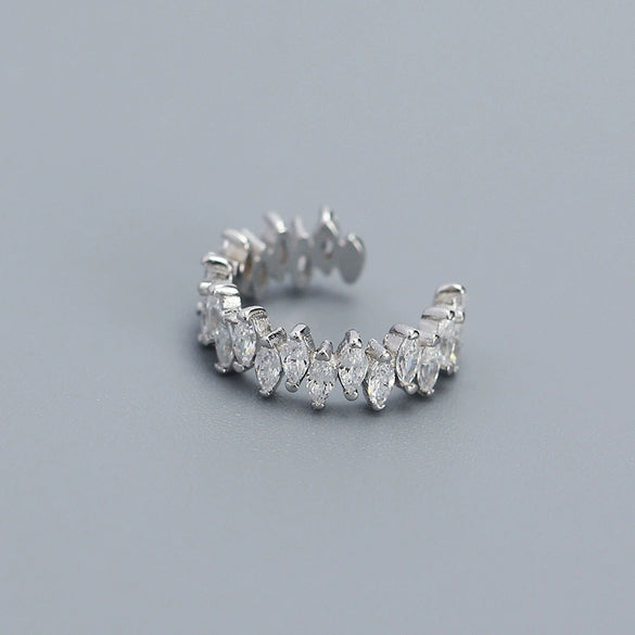 Wholesale Light Luxury Ear Clip Earrings For Women S925 Silver Geometric Horse Eye Zircon Electroplated