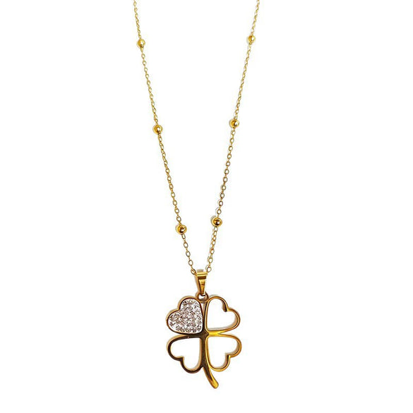 Wholesale Light Luxury Electroplated Four Leaf Flower Stainless Steel Necklace For Women