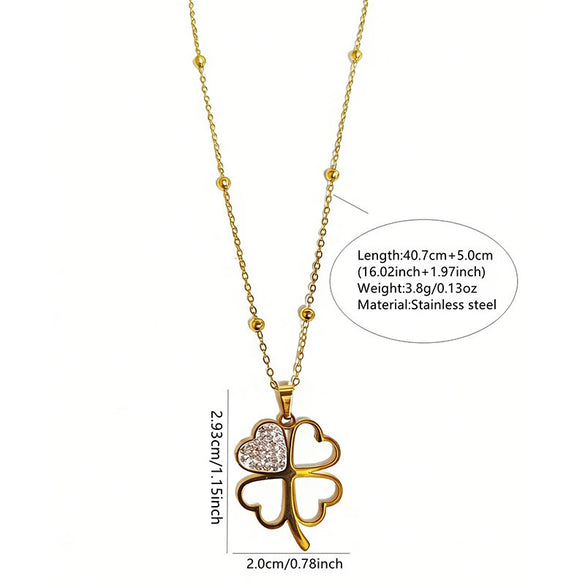 Wholesale Light Luxury Electroplated Four Leaf Flower Stainless Steel Necklace For Women