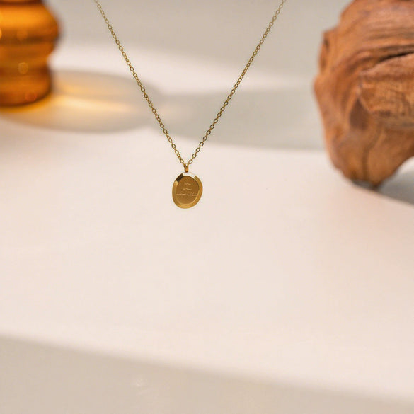 Wholesale Light Luxury Electroplated Letter And Number Pendant Titanium Steel Clavicle Necklace For Women