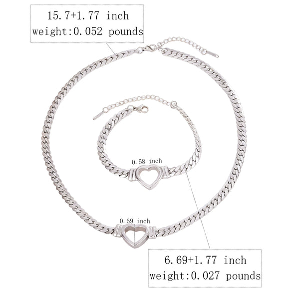 Wholesale Light Luxury Electroplated Stainless Steel And Titanium Steel Heart Drop Bell Shaped Whip Chain Necklace And Bracelet Set For Women