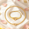 Wholesale Light Luxury Electroplated Stainless Steel And Titanium Steel Heart Drop Bell Shaped Whip Chain Necklace And Bracelet Set For Women