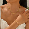 Wholesale Light Luxury Electroplated Stainless Steel And Titanium Steel Heart Drop Bell Shaped Whip Chain Necklace And Bracelet Set For Women