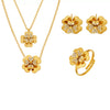 Wholesale Light Luxury Electroplated Stainless Steel Four Leaf Flower Inlaid Zircon Women's Jewelry Set With Necklace And Bracelet