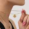 Wholesale Light Luxury Electroplated Stainless Steel Four Leaf Flower Inlaid Zircon Women's Jewelry Set With Necklace And Bracelet
