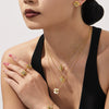 Wholesale Light Luxury Electroplated Stainless Steel Four Leaf Flower Inlaid Zircon Women's Jewelry Set With Necklace And Bracelet