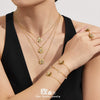 Wholesale Light Luxury Electroplated Stainless Steel Four Leaf Flower Inlaid Zircon Women's Jewelry Set With Necklace And Bracelet