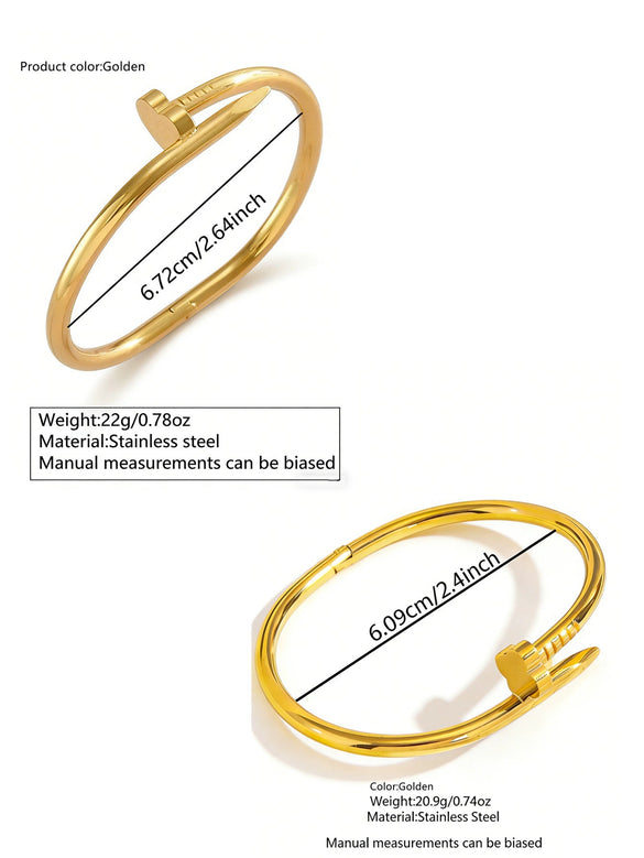 Wholesale Light Luxury Electroplated Stainless Steel Fourleaf Clover And Heart Nail Bracelet Jewelry