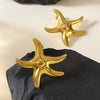 Wholesale Light Luxury Electroplated Stainless Steel Geometric Leaf Starfish Square Irregular Earrings For Women