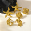 Wholesale Light Luxury Electroplated Stainless Steel Geometric Leaf Starfish Square Irregular Earrings For Women