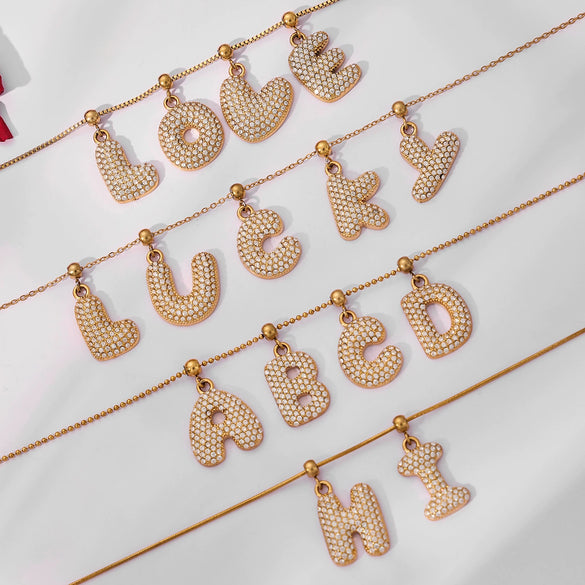 Wholesale Light Luxury Electroplated Stainless Steel Geometric Letter Pendant Necklace For Women