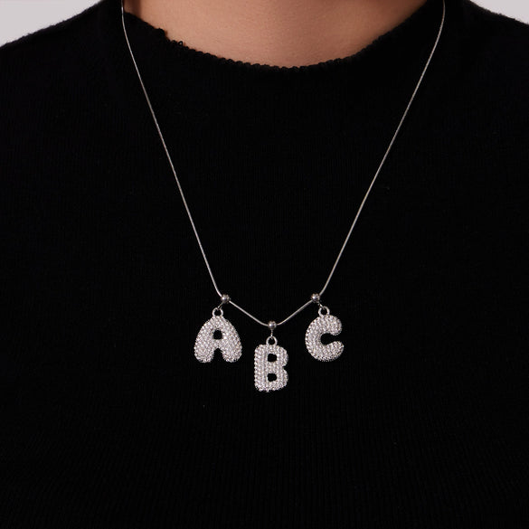 Wholesale Light Luxury Electroplated Stainless Steel Geometric Letter Pendant Necklace For Women