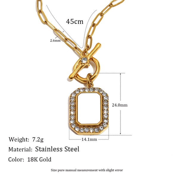 Wholesale Light Luxury Electroplated Stainless Steel Heartshaped Geometric Pendant Necklace With Ot Chain For Women