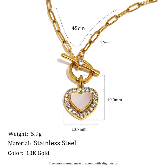 Wholesale Light Luxury Electroplated Stainless Steel Heartshaped Geometric Pendant Necklace With Ot Chain For Women
