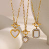 Wholesale Light Luxury Electroplated Stainless Steel Heartshaped Geometric Pendant Necklace With Ot Chain For Women
