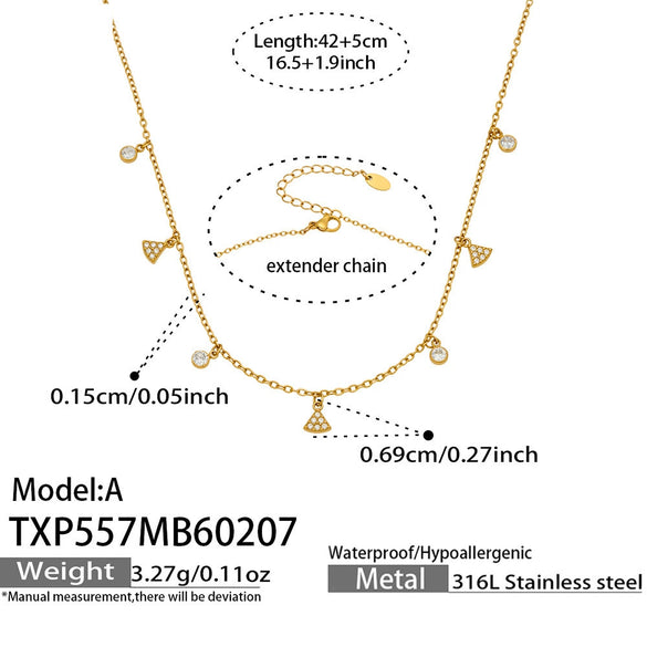 Wholesale Light Luxury Electroplated Stainless Steel Sixpointed Star Yshaped Stackable Necklace And Bracelet Set For Women