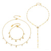Wholesale Light Luxury Electroplated Stainless Steel Sixpointed Star Yshaped Stackable Necklace And Bracelet Set For Women