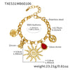 Wholesale Light Luxury Electroplated Stainless Steel Spiral Sun Bear Zircon Multipendant Necklace And Bracelet Set For Women