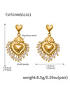 Wholesale Light Luxury Electroplated Stainless Steel Tassel Crown Heart Print Multiaccessory Pendant Necklace And Earrings Set For Women