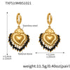 Wholesale Light Luxury Electroplated Stainless Steel Tassel Crown Heart Print Multiaccessory Pendant Necklace And Earrings Set For Women